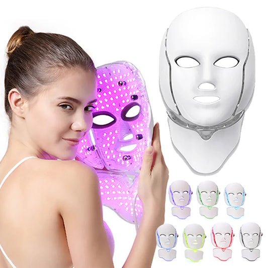 Masque LED 7 Couleurs: Rajeunissement, Blanchiment, Anti-Acné, Lifting Visage, Masseur