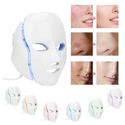 Masque LED 7 Couleurs: Rajeunissement, Blanchiment, Anti-Acné, Lifting Visage, Masseur