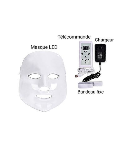 Masque LED 7 Couleurs: Rajeunissement, Blanchiment, Anti-Acné, Lifting Visage, Masseur